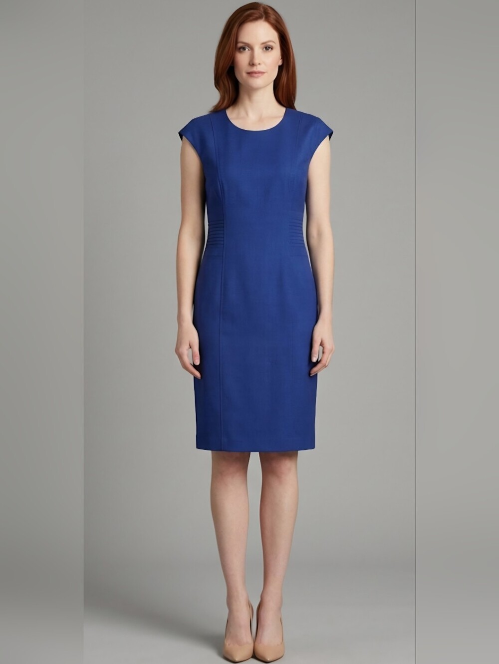 BOSS Hugo Boss Lightweight Wool-blend Business-Wear Midi Dress / Sz 8=M / Blue